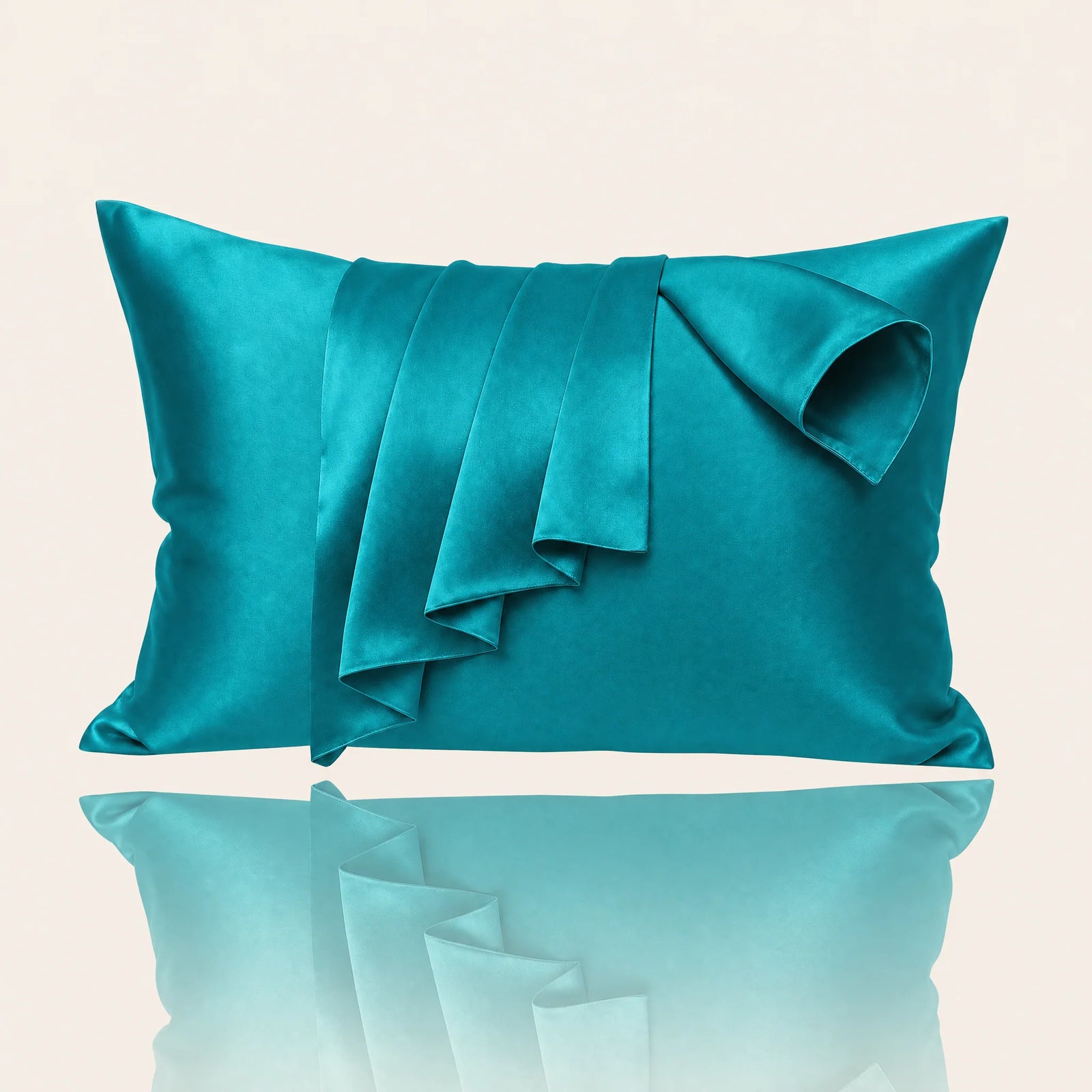 Somnia Sheen mulberry silk pillowcase in Teal, King size