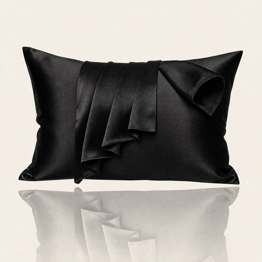 Somnia Sheen mulberry silk pillowcase in Black