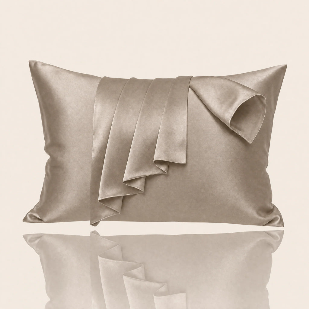 Somnia Sheen mulberry silk pillowcase in Taupe