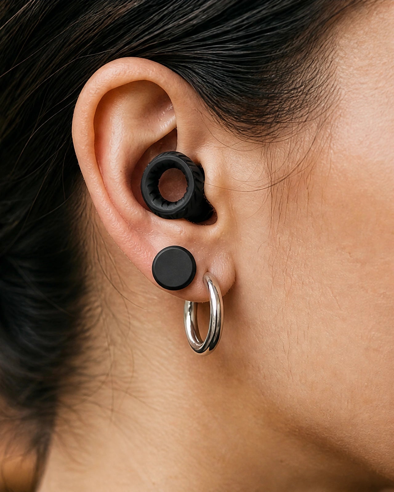 The Somnia Sleep Set: Sable mask and Mute earplugs, lifestyle photograph